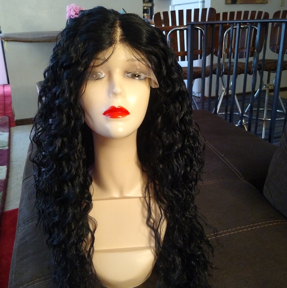 Human hair blend lace front wig